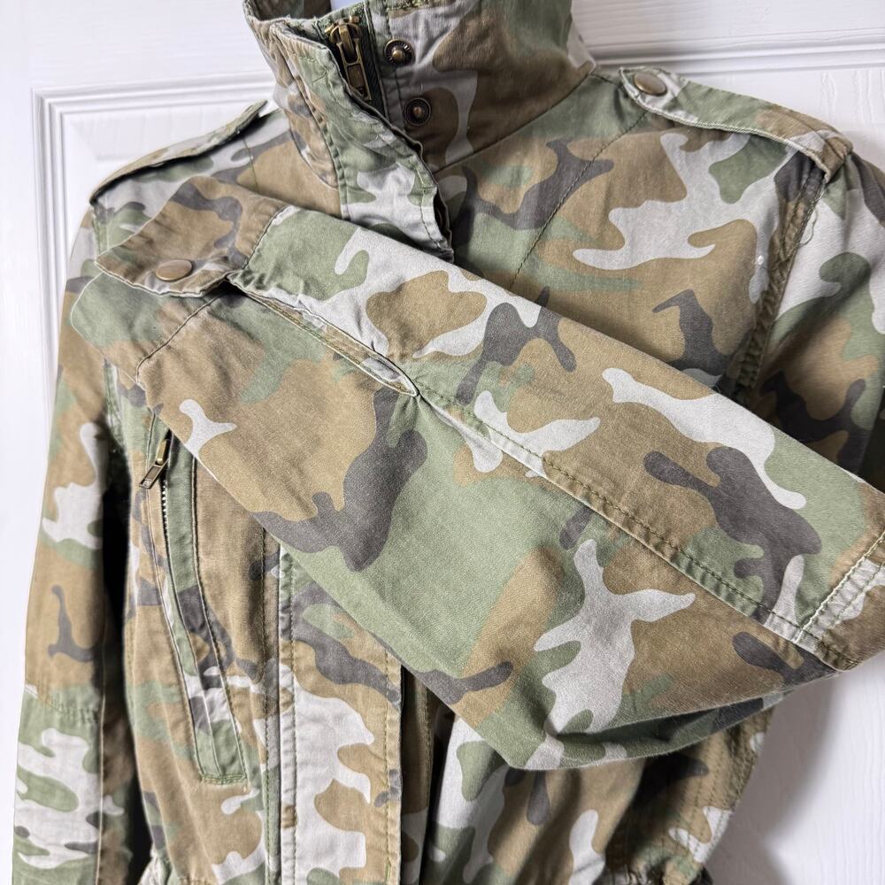 Cotton Camo Utility Jacket Military Drawstring Waist Cargo Gorpcore - Picture 5 of 11